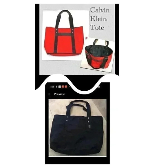 Calvin Klein reversible black red bag tote shoulder bag - Picture 1 of 8